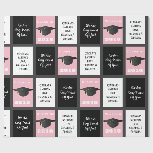  Afstuderen Roze Cadeaupapier (Vlak)