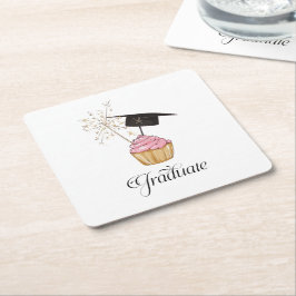 Afstuderen roze cupcake Afstuderen Kartonnen Onderzetters