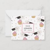 Afstuderen Roze Cupcake Graduation Cap Sparkler Notitiekaartje (Achterkant)