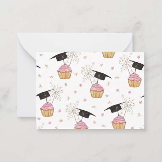 Afstuderen Roze Cupcake Graduation Cap Sparkler Notitiekaartje (Voorkant)