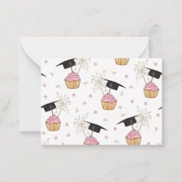 Afstuderen Roze Cupcake Graduation Cap Sparkler Notitiekaartje