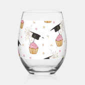 Afstuderen Roze Cupcake Graduation Cap Sparkler Wijnglas Zonder Voet (Links)