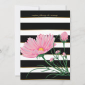 Afstuderen Roze Daisies Zwart Kant Witte Strepen Kaart (Achterkant)