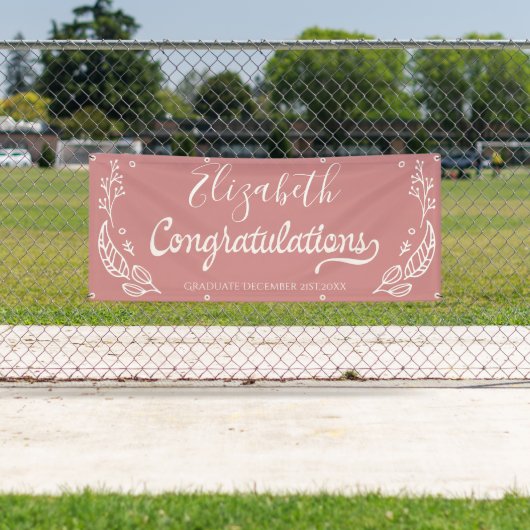 Afstuderen Roze Elegant Chic Gefeliciteerd Spandoek (Insitu)