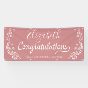 Afstuderen Roze Elegant Chic Gefeliciteerd Spandoek