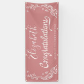 Afstuderen Roze Elegant Chic Gefeliciteerd Spandoek (Verticaal)