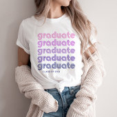 Afstuderen | Roze en Paarse Disco Stijl Tekst T-shirt