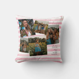 Afstuderen Roze en Witte strips Monogram Drijpil Kussen