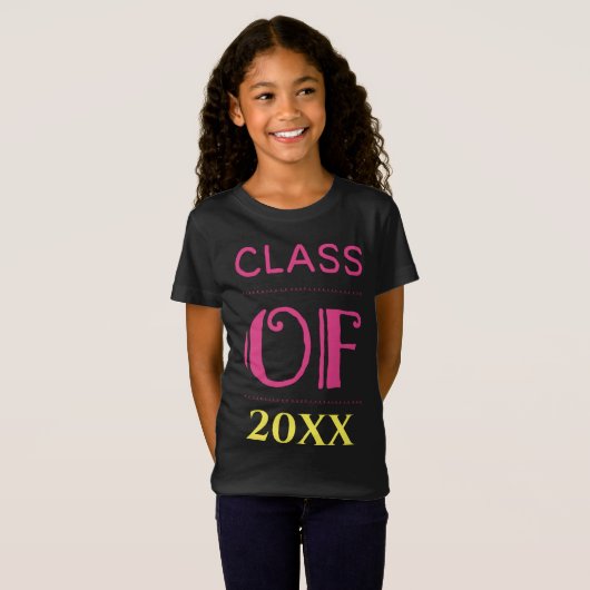 Afstuderen roze geel Afstuderen Class Personaliser T-shirt (Voorkant volledig)