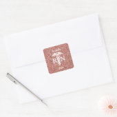 Afstuderen Roze Glitter Aangepast Vierkante Sticker (Envelop)
