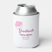 afstuderen roze glitter graduation cap naam toevoe blikjeskoeler (Blikje Voorkant)