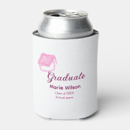 afstuderen roze glitter graduation cap naam toevoe blikjeskoeler
