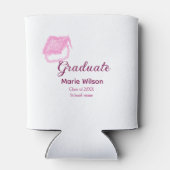 afstuderen roze glitter graduation cap naam toevoe blikjeskoeler (Achterkant)