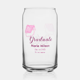 afstuderen roze glitter graduation cap naam toevoe blikvorm glas