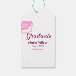 afstuderen roze glitter graduation cap naam toevoe cadeaulabel