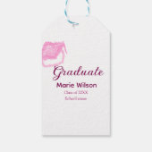afstuderen roze glitter graduation cap naam toevoe cadeaulabel (Achterkant)