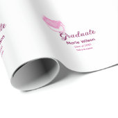 afstuderen roze glitter graduation cap naam toevoe cadeaupapier (Rol Hoek)