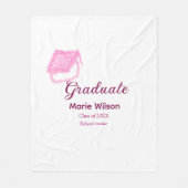 afstuderen roze glitter graduation cap naam toevoe fleece deken (Voorkant)