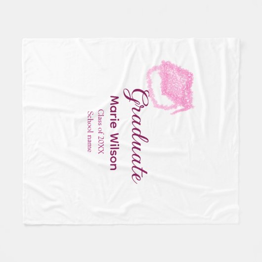 afstuderen roze glitter graduation cap naam toevoe fleece deken (Voorkant (Horizontaal))