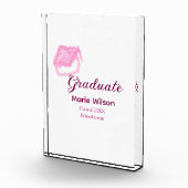 afstuderen roze glitter graduation cap naam toevoe fotoblokken (Rechts)