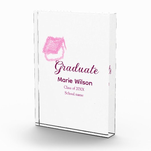 afstuderen roze glitter graduation cap naam toevoe fotoblokken (Rechts)