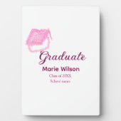 afstuderen roze glitter graduation cap naam toevoe fotoplaat (voorkant)