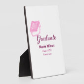 afstuderen roze glitter graduation cap naam toevoe fotoplaat (Zijkant)