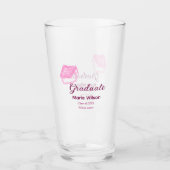 afstuderen roze glitter graduation cap naam toevoe glas (Voorkant)