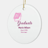 afstuderen roze glitter graduation cap naam toevoe keramisch ornament (Links)