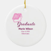 afstuderen roze glitter graduation cap naam toevoe keramisch ornament (Achterkant)