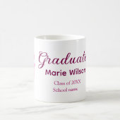 afstuderen roze glitter graduation cap naam toevoe koffiemok (Center)