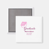 afstuderen roze glitter graduation cap naam toevoe magneet (Voorkant / Achterkant)
