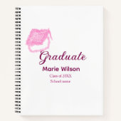 afstuderen roze glitter graduation cap naam toevoe notitieboek (Voorkant)