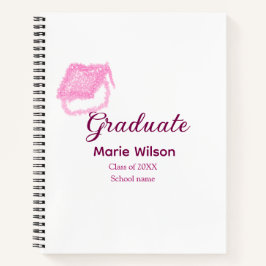 afstuderen roze glitter graduation cap naam toevoe notitieboek