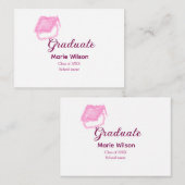 afstuderen roze glitter graduation cap naam toevoe notitiekaartje (Voorkant / Achterkant)