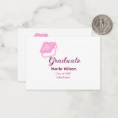 afstuderen roze glitter graduation cap naam toevoe notitiekaartje (Voorkant / Achterkant in situ)