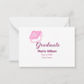 afstuderen roze glitter graduation cap naam toevoe notitiekaartje (Achterkant)