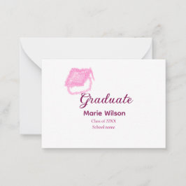 afstuderen roze glitter graduation cap naam toevoe notitiekaartje
