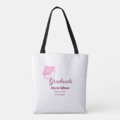 afstuderen roze glitter graduation cap naam toevoe tote bag (Achterkant)