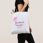 afstuderen roze glitter graduation cap naam toevoe tote bag (Dichtbij)