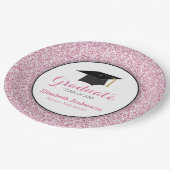 Afstuderen Roze Glitter Mortarboard Papieren Bordje (Gekanteld)