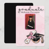Afstuderen Roze Gold Glitter Pet Diploma Foto toev Kaart (Voorkant / Achterkant)