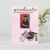 Afstuderen Roze Gold Glitter Pet Diploma Foto toev Kaart (Staand voorkant)