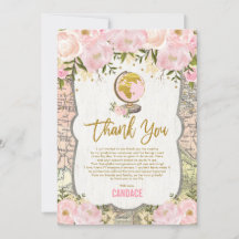 Afstuderen  roze goudplatenreiskaart