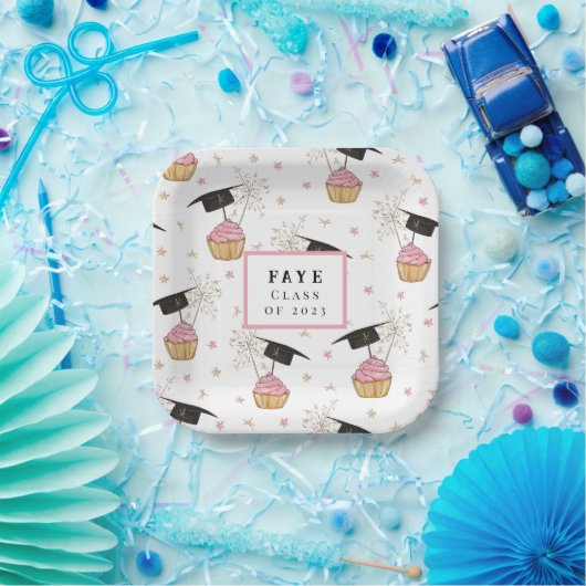 Afstuderen Roze koekjes Aangepaste Borden papier Papieren Bordje (Feest)