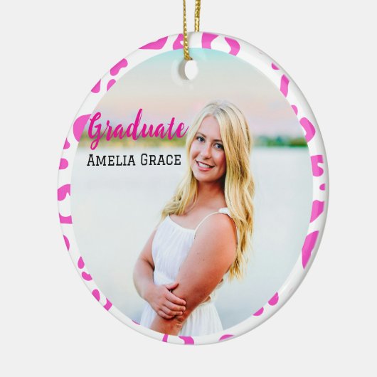 Afstuderen Roze Leopard Milestone Ornament (Links)