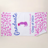 Afstuderen roze luipaard strandlaken (Voorkant)