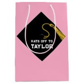Afstuderen Roze Medium Gift Bag Cadeauzakje (Voorkant)
