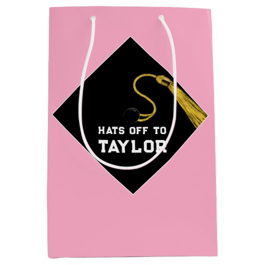 Afstuderen Roze Medium Gift Bag Medium Cadeauzakje (Voorkant)