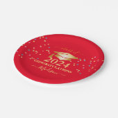 Afstuderen Roze Meisjes Confetti Golden initiaal Papieren Bordje (Gekanteld)